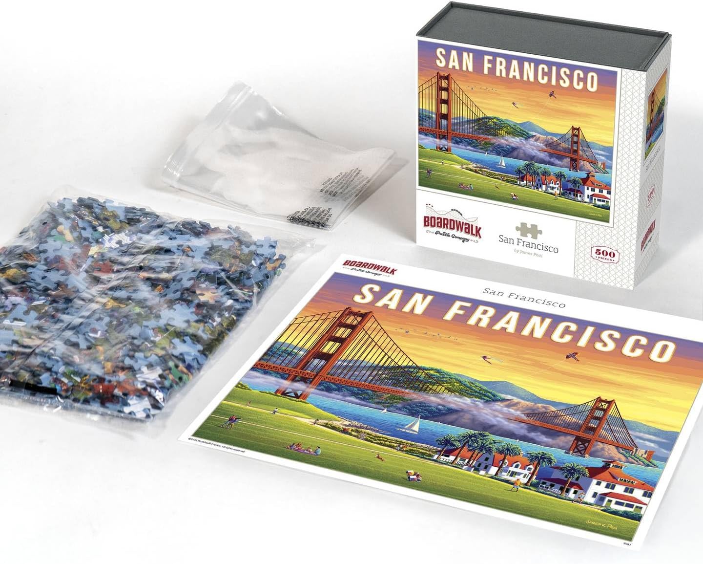 Boardwalk Puzzles San Fransisco, 500 Piece Jigsaw Puzzle for Adults, Made in USA