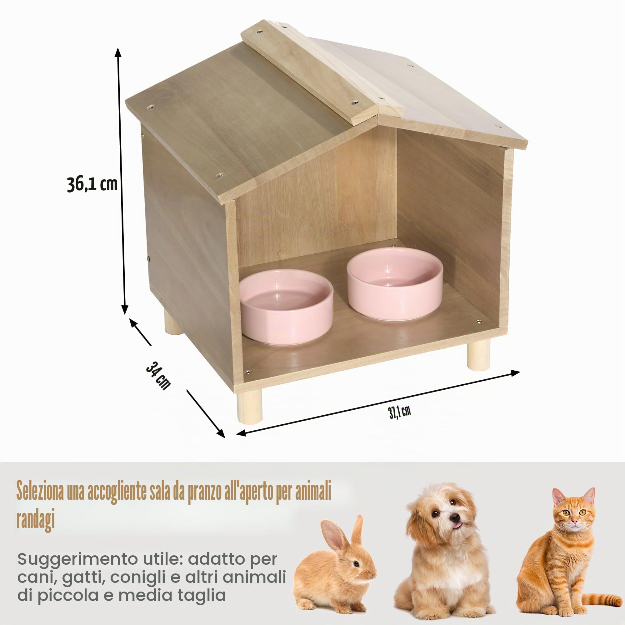 BALAPET Mangiatoia per gatti da esterno, impermeabile, per cibo e acqua, perfetta per gatti, uccelli e conigli selvatici