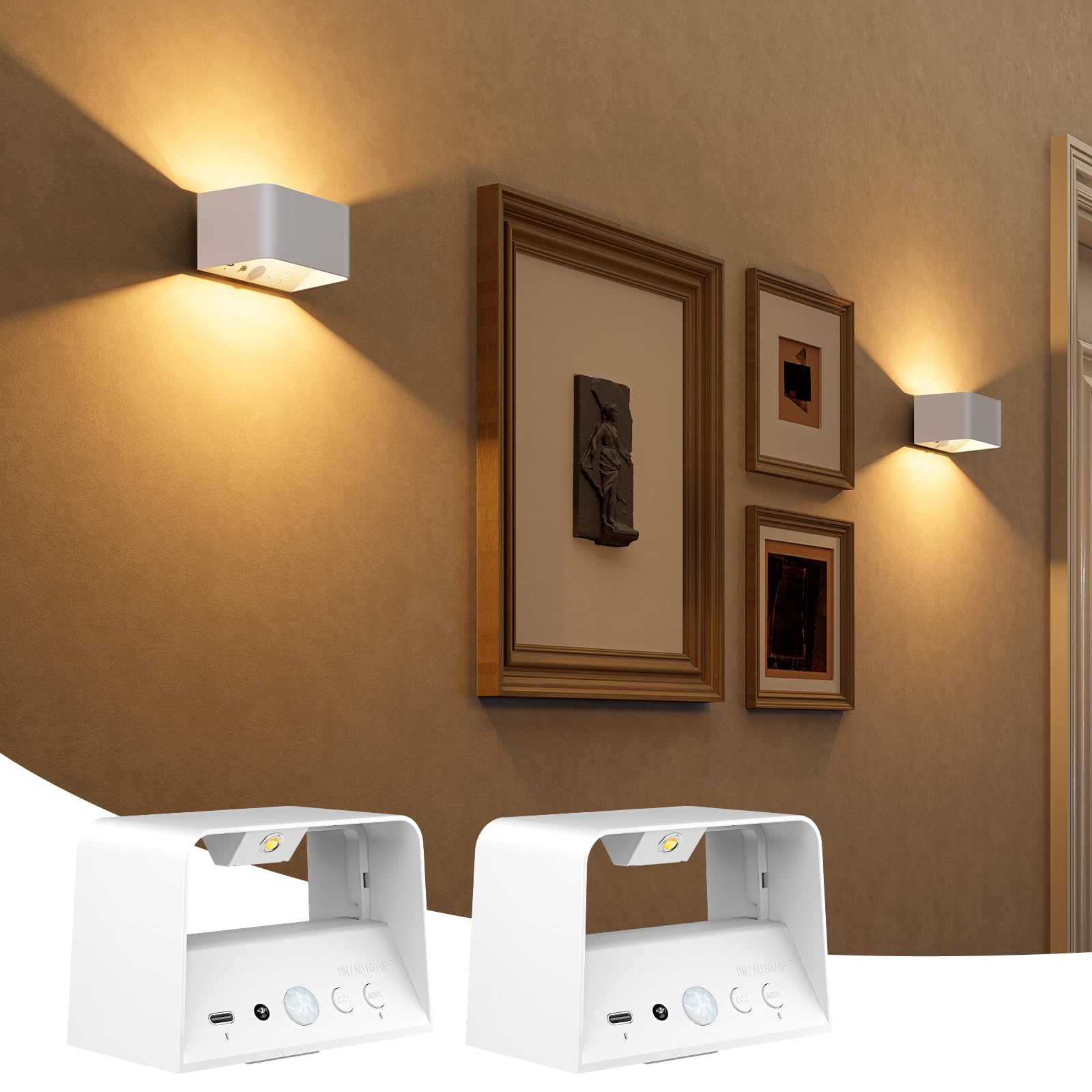 Lámpara de pared LED para escaleras y dormitorio con batería de 5200mAh 8