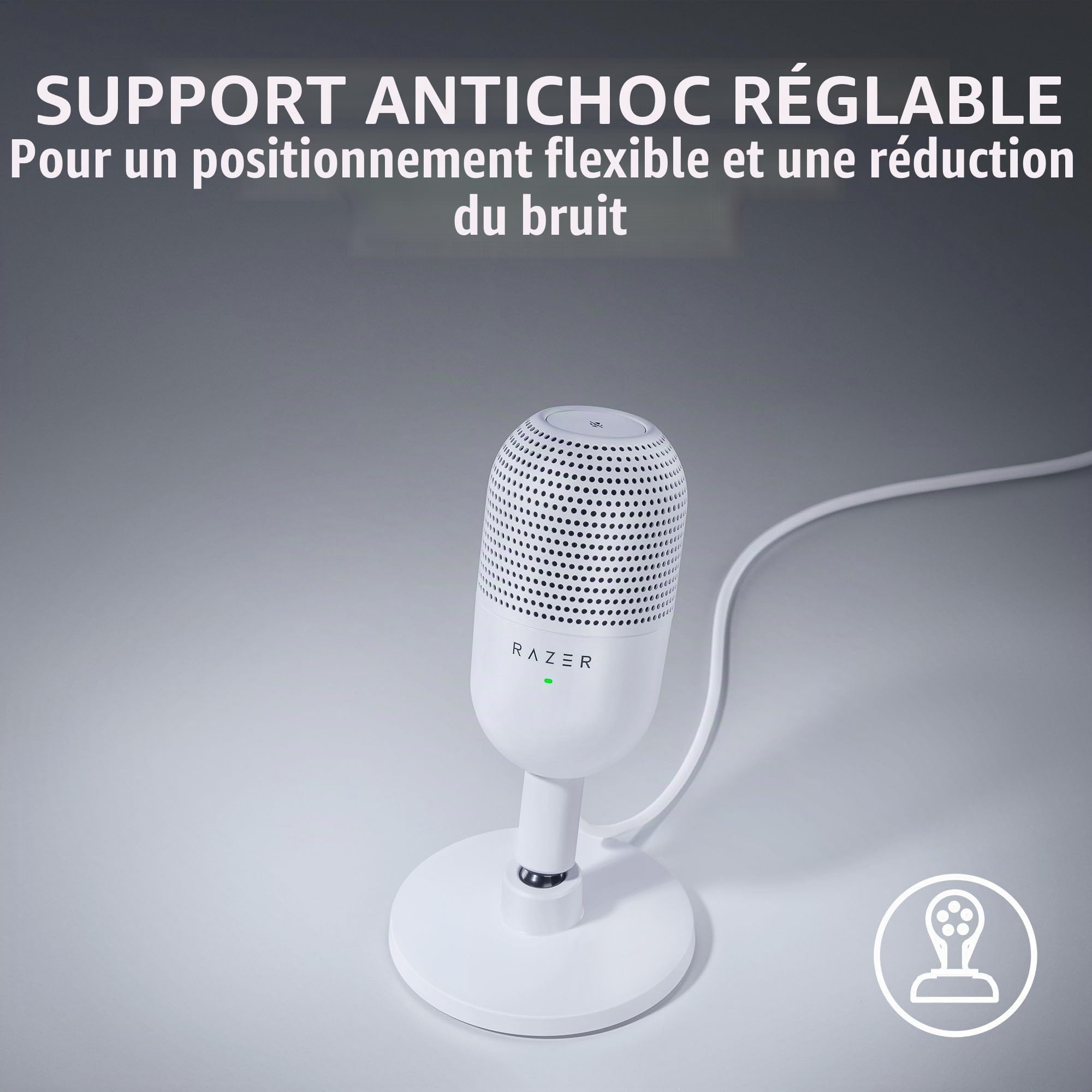 Razer Seiren V3 Mini USB Microphone: Condenser Mic - Supercardioid Pickup Pattern - Tap-to-Mute Sensor with LED Indicator - Shock Absorber - Ultra Compact - PC, Discord, OBS Studio, XSplit - White