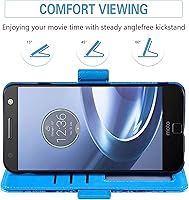 Vista 4 de Asuwish Funda de teléfono para Moto Z Force con protector de pantalla de vidrio templado y cartera de cuero con diseño de flores, soporte