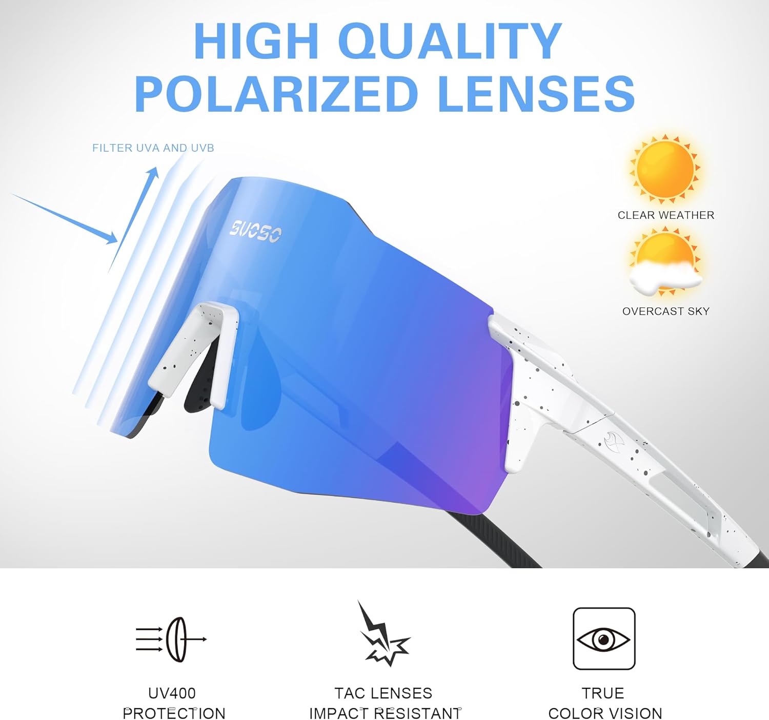 suoso Sports Cycling Sunglasses for Men: Lightweight UV Protection Polarized Sun Glasses for Youth Baseball Softball Running