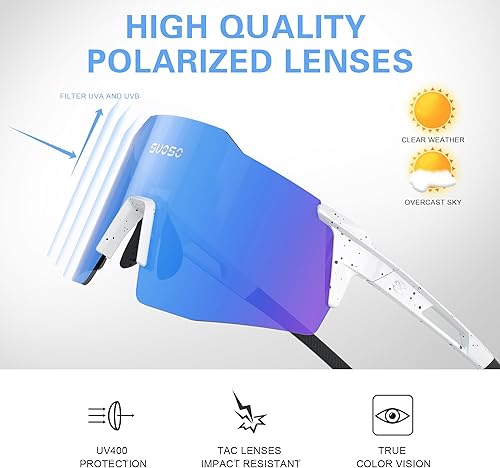 Miniatura 4 de suoso Gafas de sol deportivas de ciclismo para hombre gafas de sol polarizadas ligeras con protección UV para jóvenes, béisbol, softbol, correr