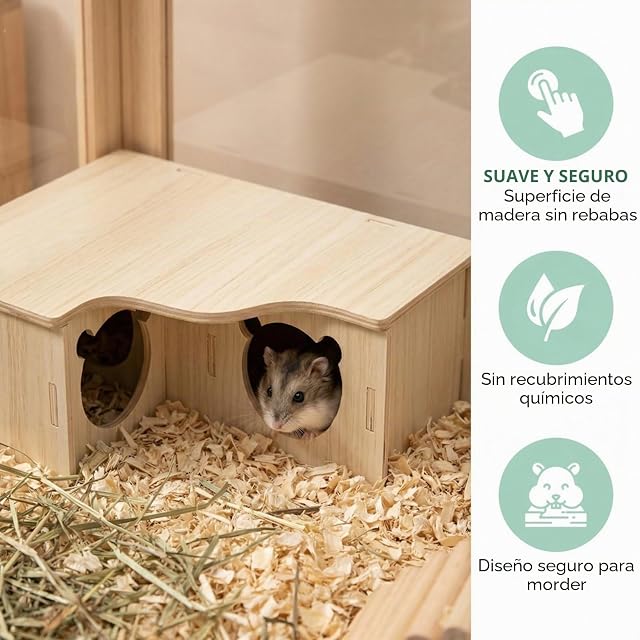Foto 4 de 8 de VGECEE Casa Madera Hamster Sirio 3 Habitaciones Caseta Pequeña Hamster