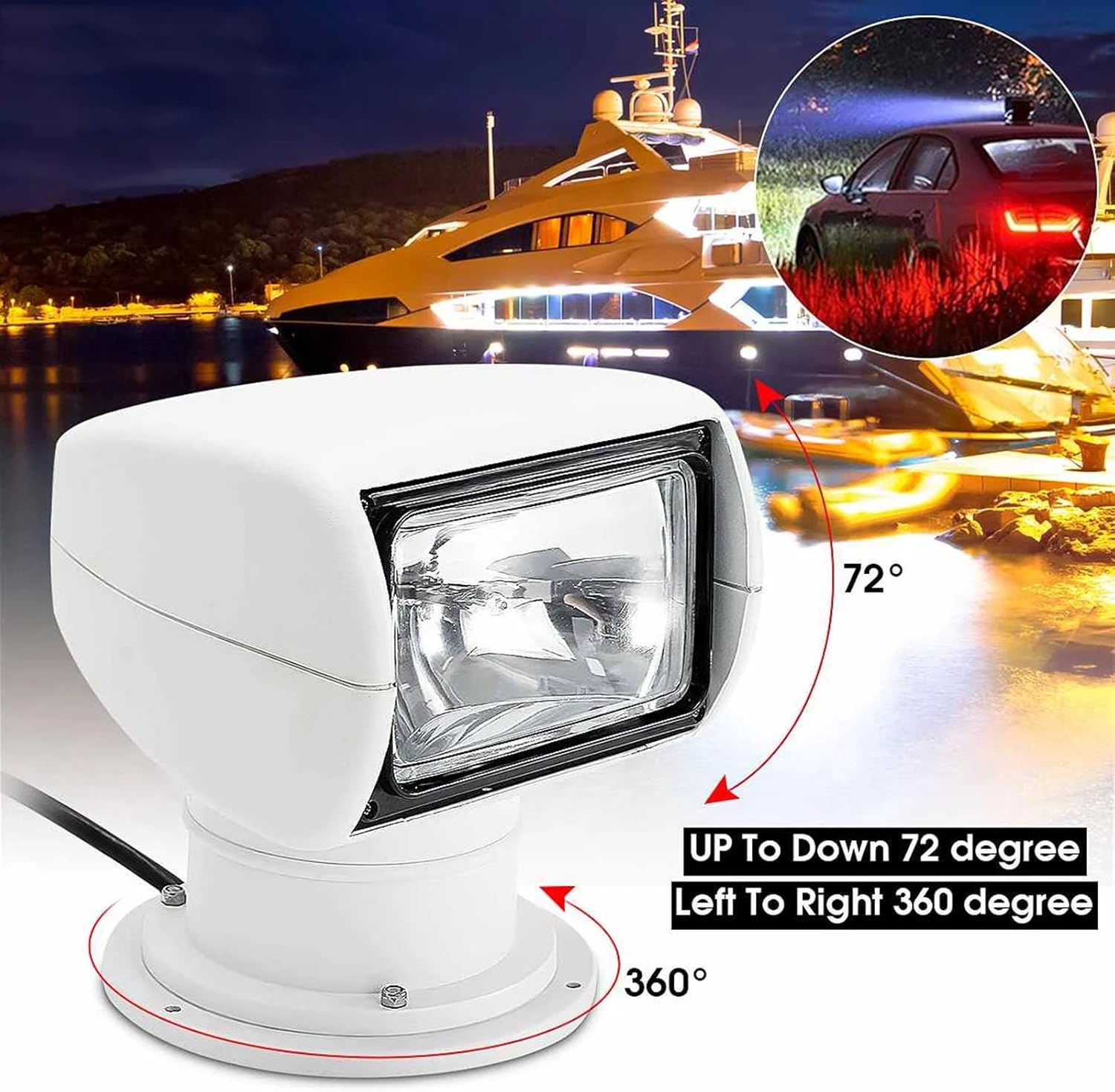 Marine Searchlight, 100W Marine Truck Remote Control Light, 360° Rotating Searchlight Spotlight Searchlight 12V