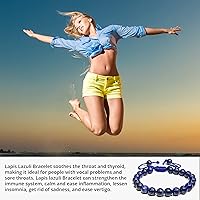 Vista 8 de Adjustable Crystal Bracelet – Gemstone Bead Bracelet with Adjustable Macrame String – Chic Gemstone Bracelet for Men and Women – 8mm Round Healing