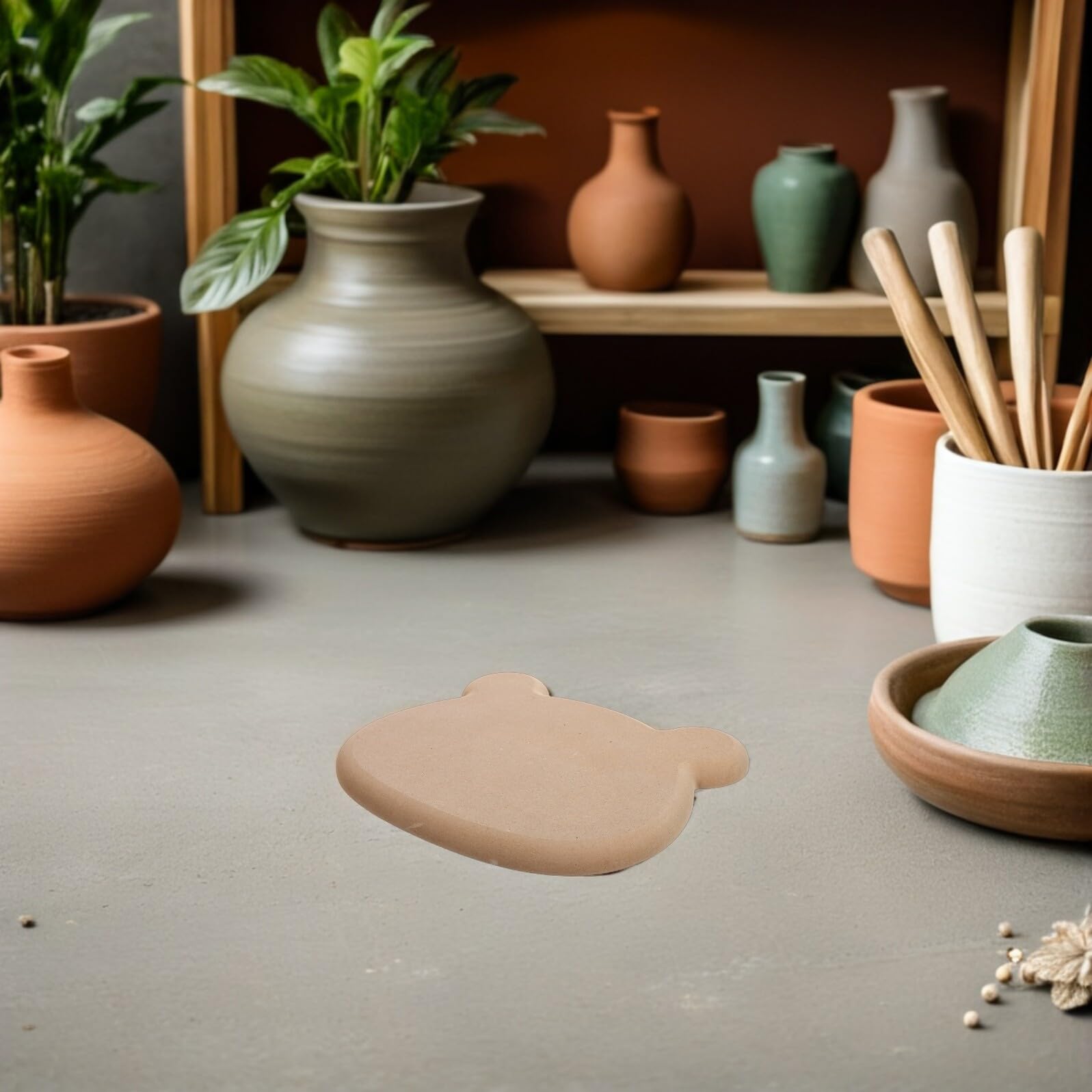 ifundom Moule en Bois pour Poterie Forme Tête D'ours, Modèle Fiable pour Modelage la Main, Plateau Céramique pour Projets Artistiques et Loisirs Créatifs