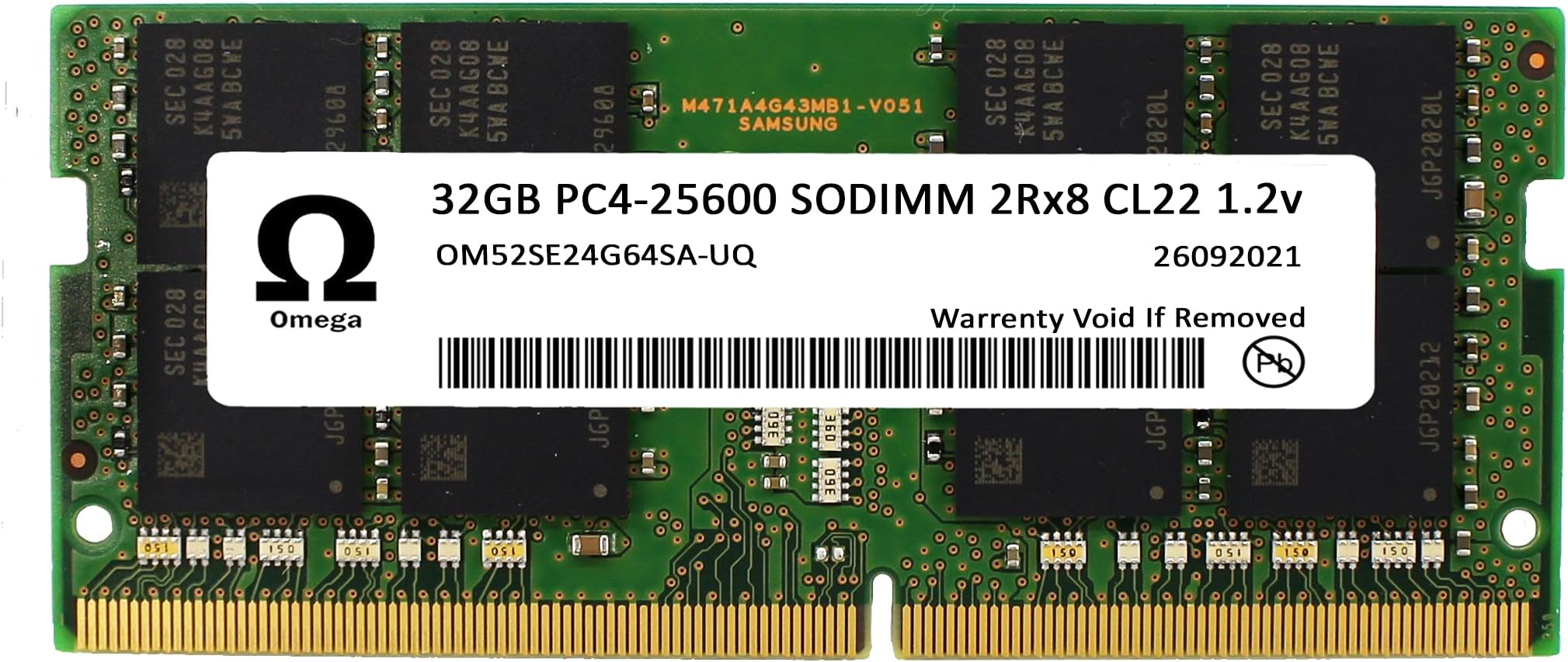 Omega 32GB (1x32GB) Compatible for ASUS, Acer, MSI, Razer, Intel NUC DDR4 2666MHz PC4-21300 SODIMM 2Rx8 CL19 1.2v Laptop Upgrade