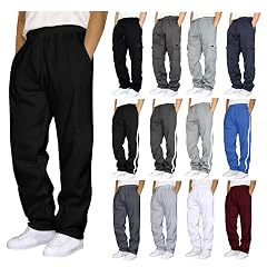 Mens Fleece Sweatpants Heavyweight Baggy Elastic Waist Joggers Pants with Pockets Wide Leg Trousers Sweat Pants