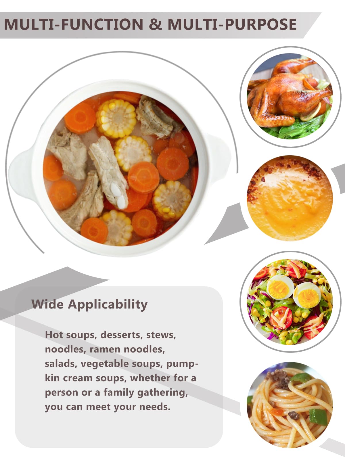 Soupière créamique blanche avec couvercles, grand bol de service à soupe en porcelaine avec poignée, passe au micro-ondes, au lave-vaisselle et au four 3,6 l