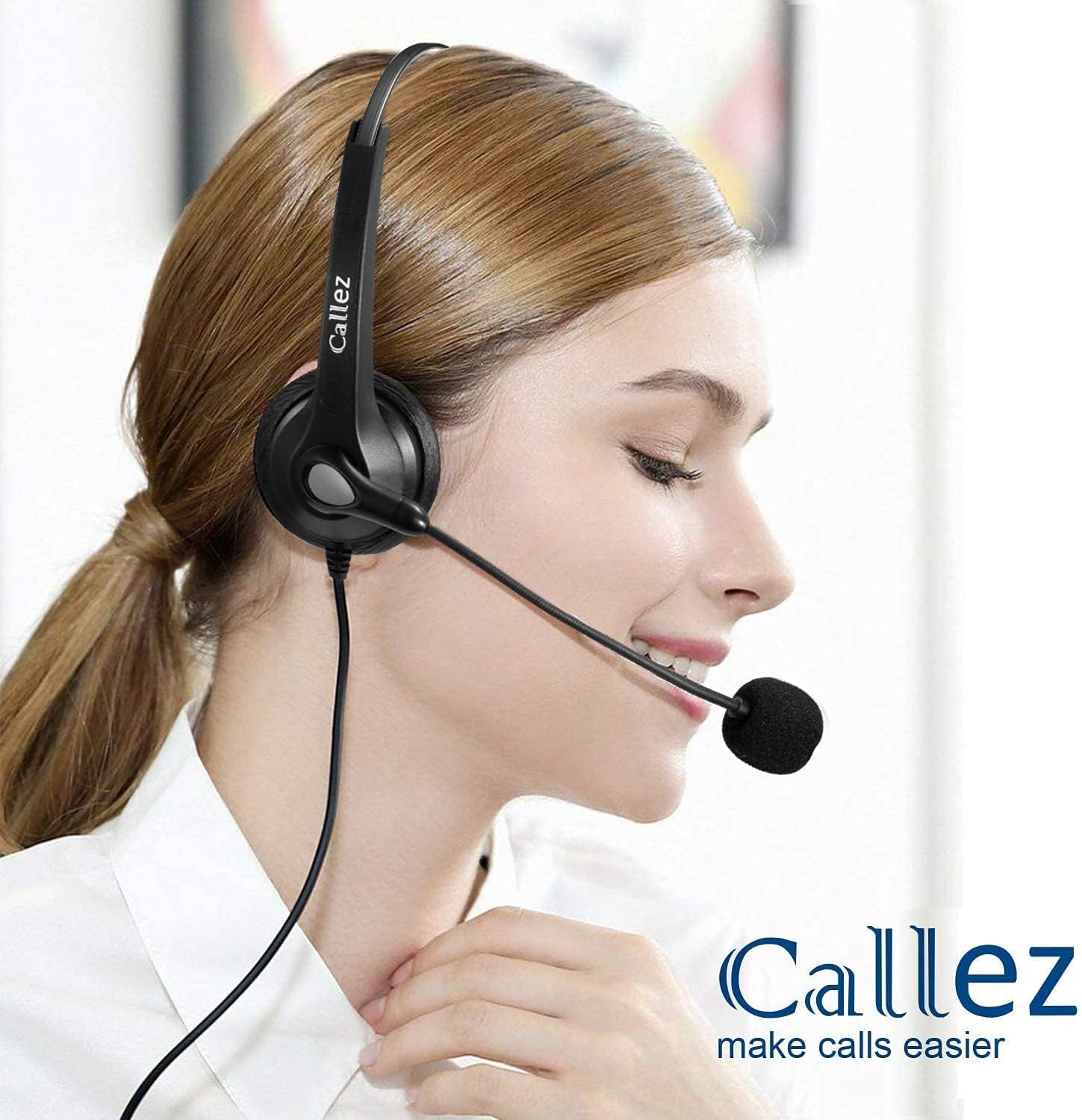 Casque Téléphone Fixe RJ9 avec Micro Anti-Bruit, Oreillette Filaire pour Cisco 7962G 7861 7821 7941G 8841 8845 8861 7811 6851 Bureau Centre d'appel Téléphones VoIP, Plantronics M12 M22 Amplificateur