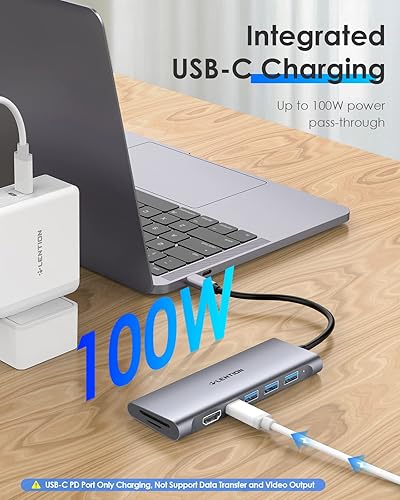 Miniatura 5 de LENTION Concentrador multipuerto USB C con HDMI 4K, 3 USB 3.0, lector de tarjetas SDMicro SD 3.0, compatible con PD de 100 W MacBook Pro 2023-2016,