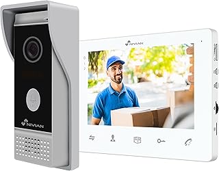 NIVIAN 2-Draht-Video-Türsprechanlage, analog, mit 7-Zoll-Monitor, HQ-Innendisplay mit bidirektionalem Audio, IP65-Außenplatte mit Nachtsicht, elektrischer Türöffner. Smart Security