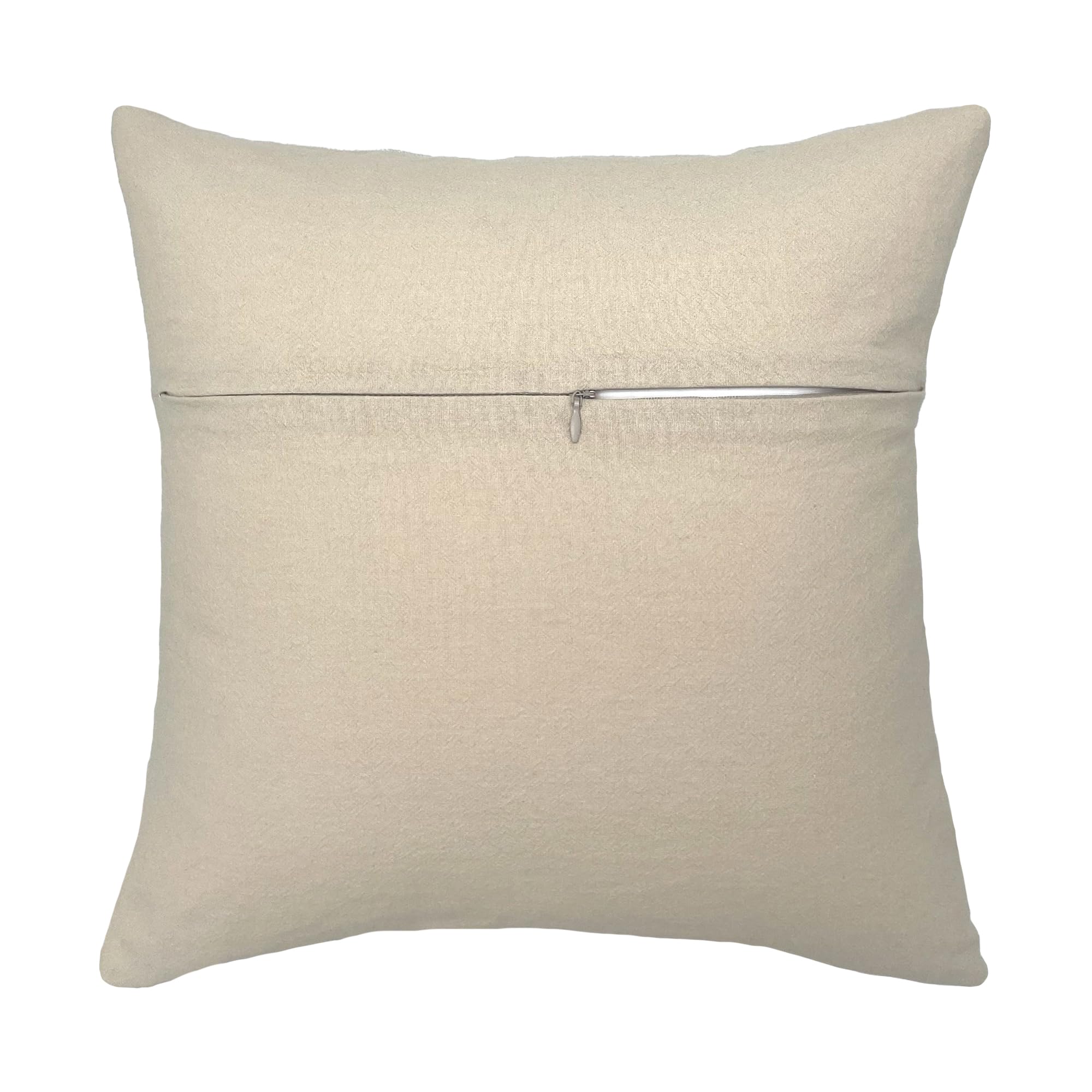 Howie's Needlepoint Cotton Cushion Back with Zipper, 16x16 Inch, Beige