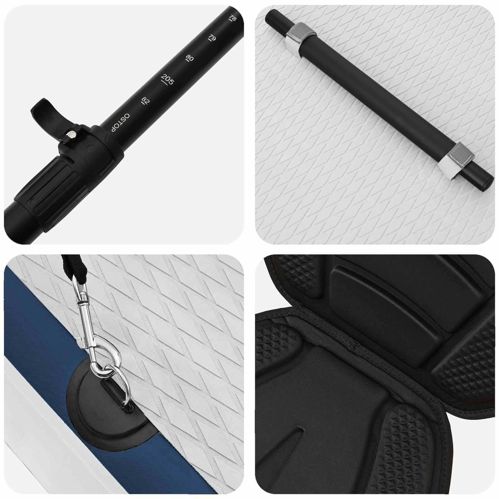SUP-Board 2-in-1 m. Sitz 335x76x15cm blau, PVC, Pumpe, Paddel, Leash, Tasche