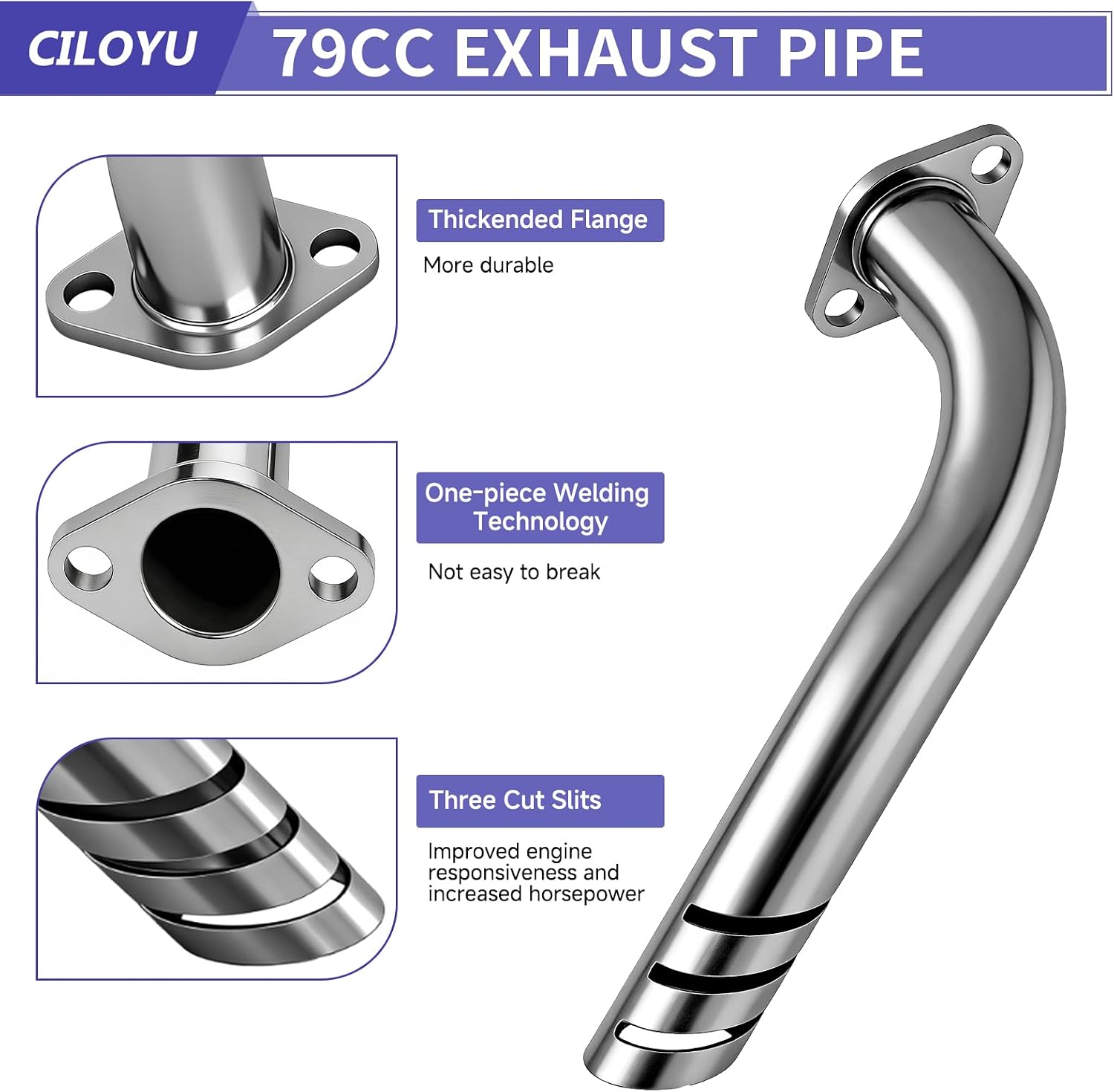 Universal Exhaust Pipe Header Kit Replacement for Predator 212 224 196cc 79cc 154f Engine Coleman Mini Bike CT200U CT200U-EX BT200X CT100U CC100X Baja MB200 Axis M200 Minibike Parts