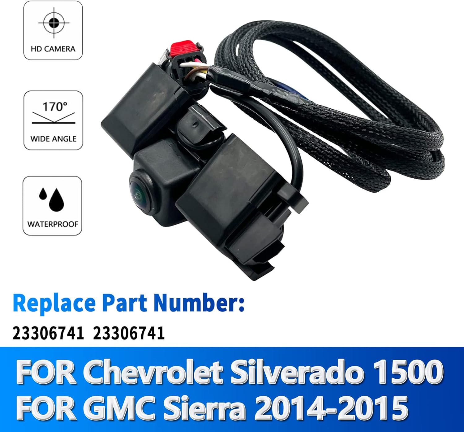 Rear View Back Up Camera Compatible with 2014 2015 Chevy Silverado Cheyenne GMC Sierra 1500 HD 2500 HD 3500 HD Reverse Park Assist Backup Camera Replaces 23306741 22803702