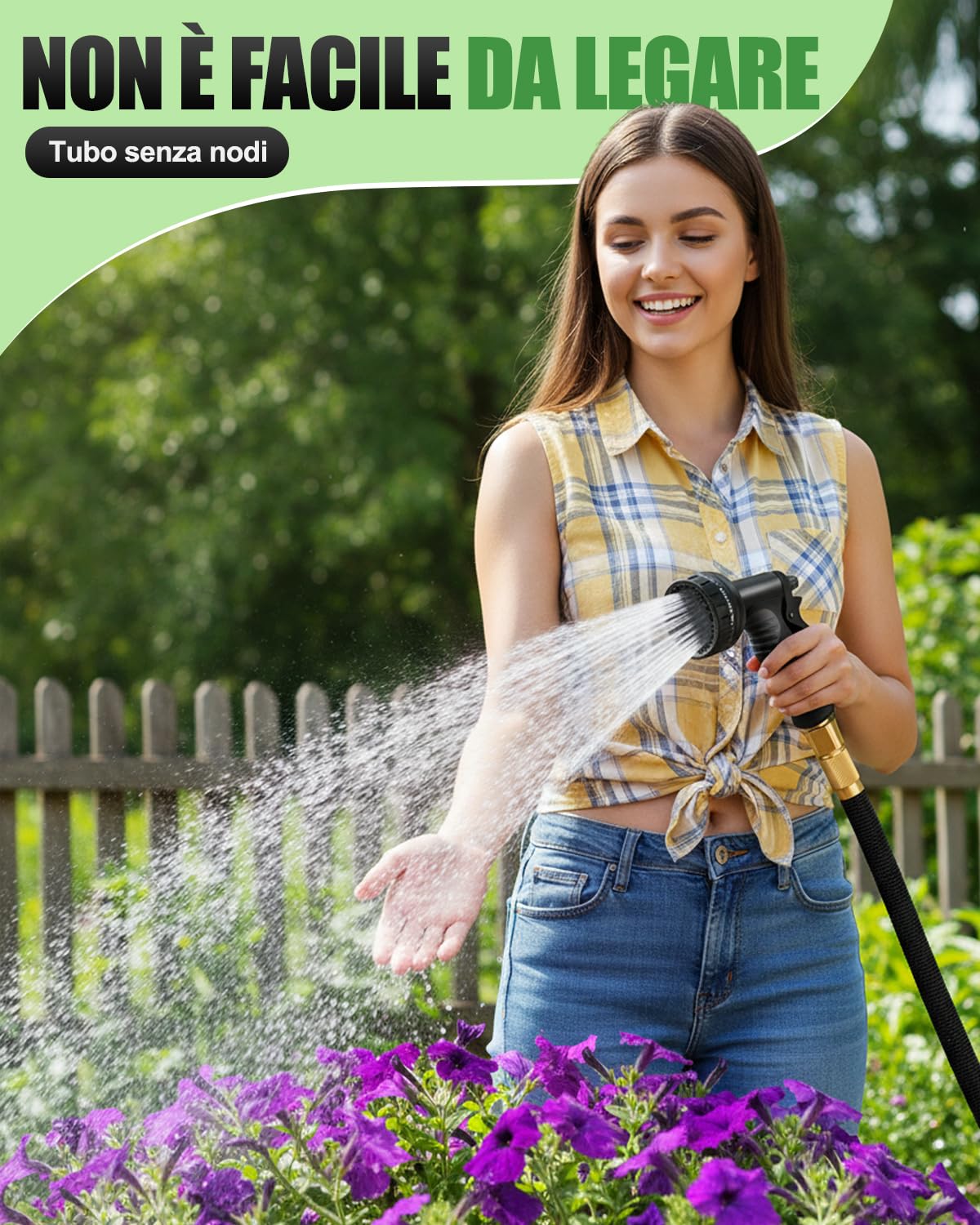 Tubo Flessibile Giardino 30m Nero, Canna Acqua Estensibile Professionale per Grandi Superfici, Tubo Magico Allungabile Anti-Piegatura, Connettori Rapidi