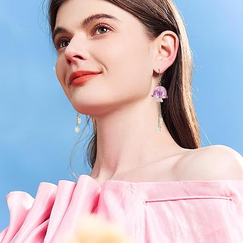 Vista 186 de FASHEWELRY 10 cuentas de cristal hechas a mano, cuentas florales de cristal, cuentas espaciadoras de flores de trompeta transparentes, cuentas