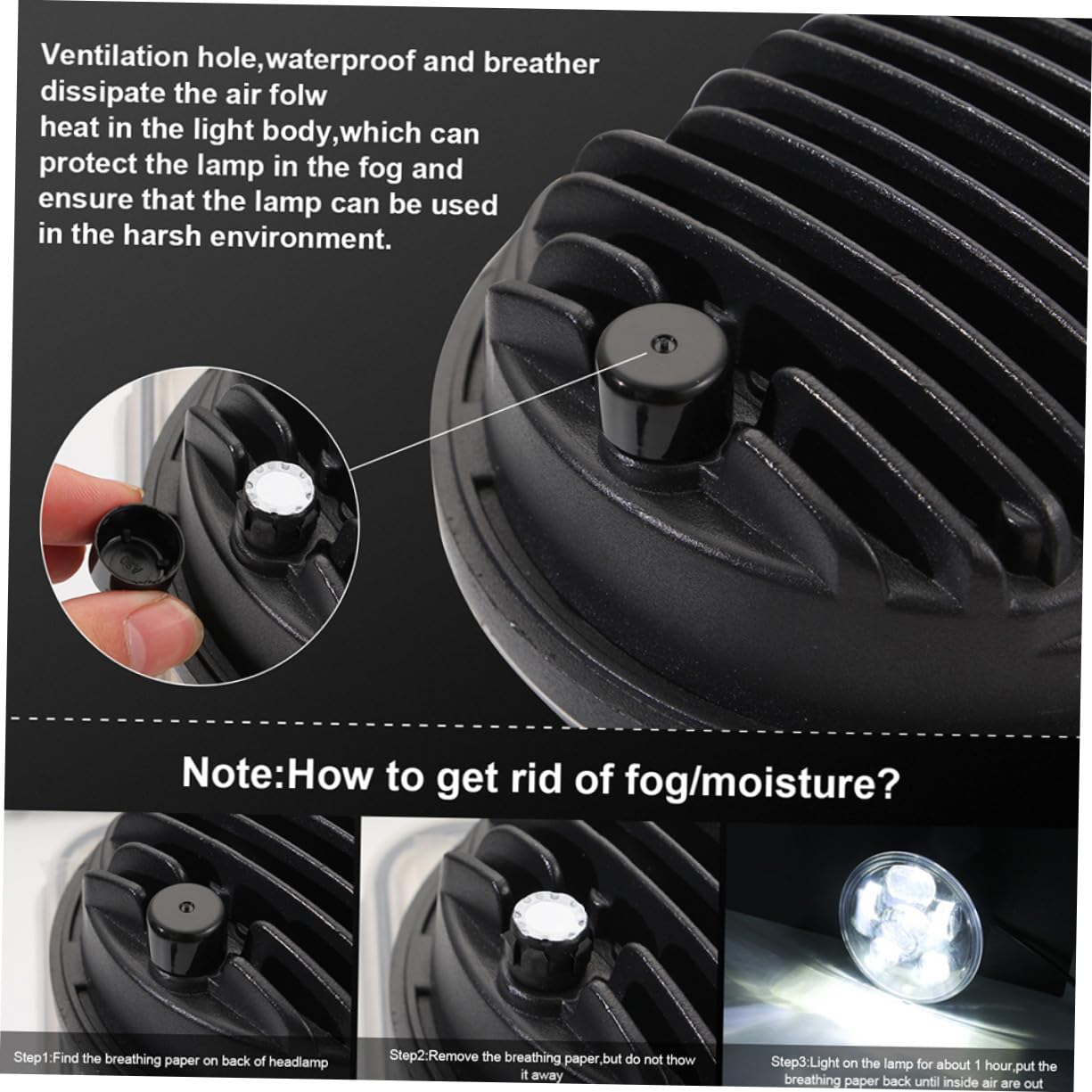 Mikikit 1pezzi Faro Anteriore LED per Moto Faro Rotondo in Alluminio Design Angel Eye Elevata Luminosità e Impermeabilità per Condizioni di Scarsa Visibilità