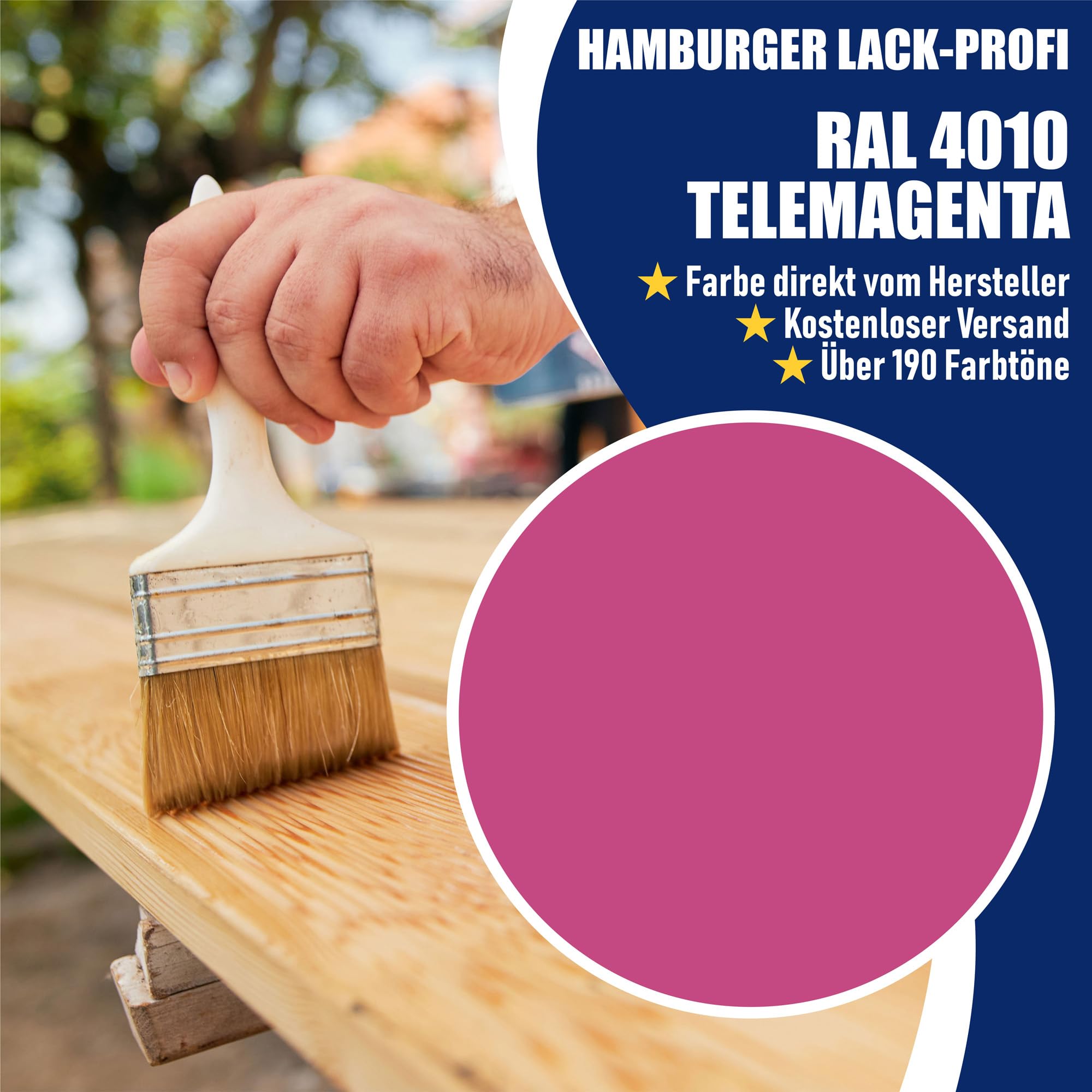 Hamburger Lack-Profi 2,5 L - 2 En 1 Barniz De Color Alquídico Satinado Para Exterior En RAL – Barniz E Imprimación Resistente A La Intemperie Para