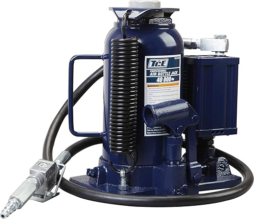 Miniatura 8 de TCE TCE31001 Torin Gato hidráulico neumático de botella con bomba manual manual, capacidad de 20 toneladas (40,000 libras), azul