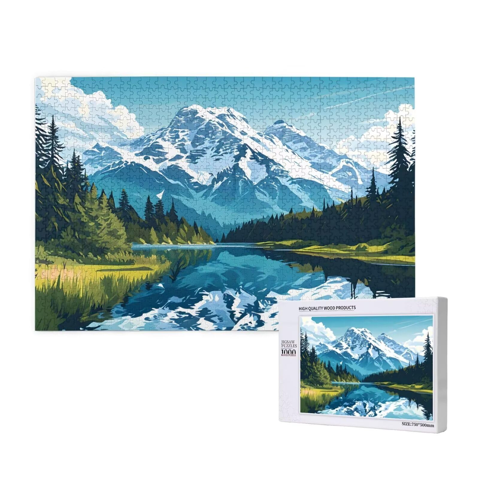 Puzzles Paisaje 1000 Adultos, Puzzle Montaña con Cajas y Cartel, Juego Clásico de Puzzle Arte para Entretenimiento Adultos, Regalos de Decoración del Hogar para Pasatiempos Creativos de Mujeres 2T-10