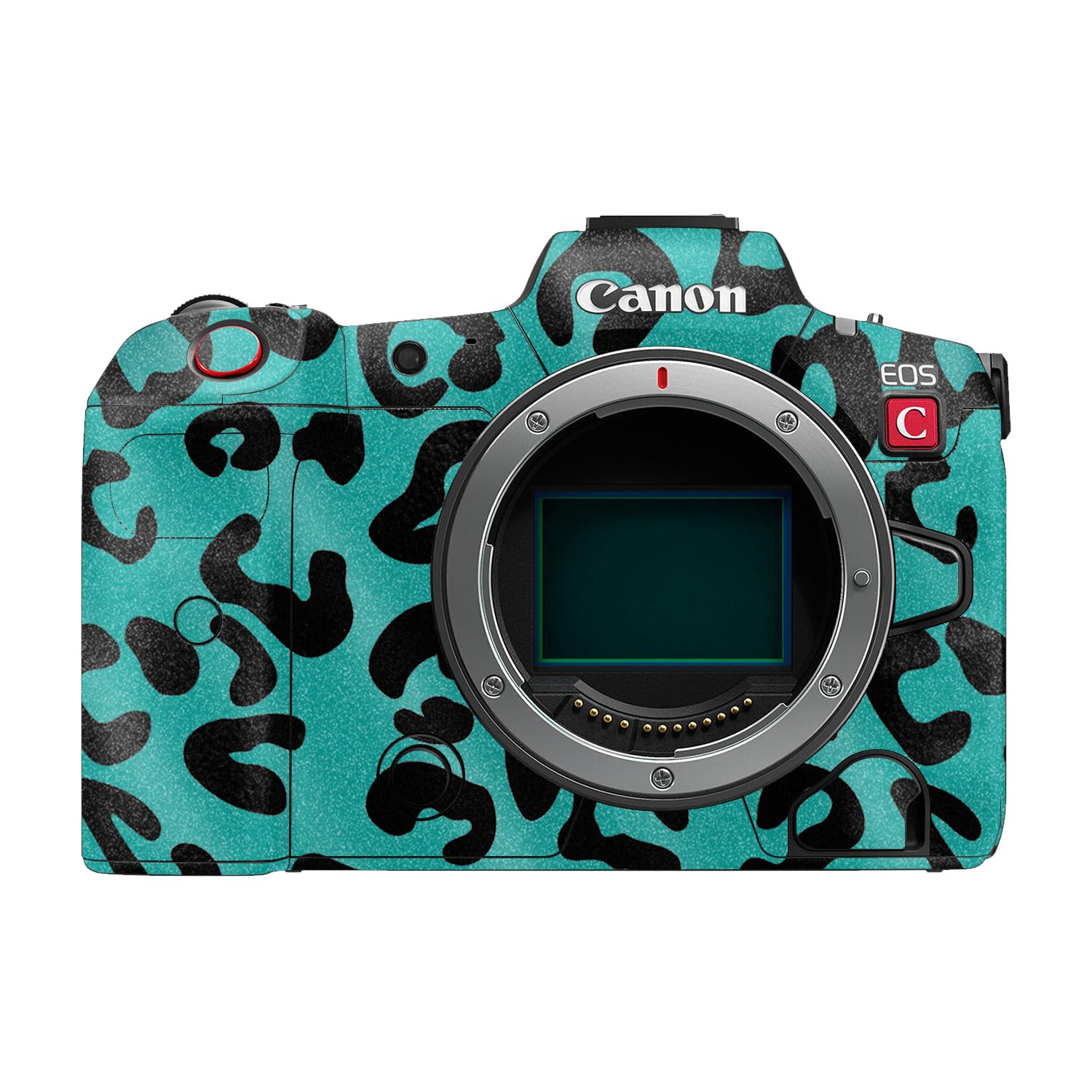 Glossy Glitter Camera Skin Compatible with Canon EOS R5C (2022) - Teal Leopard - Premium 3M Vinyl Protective Wrap Decal Cover - Easy to Apply | Crafted in the USA by MightySkins