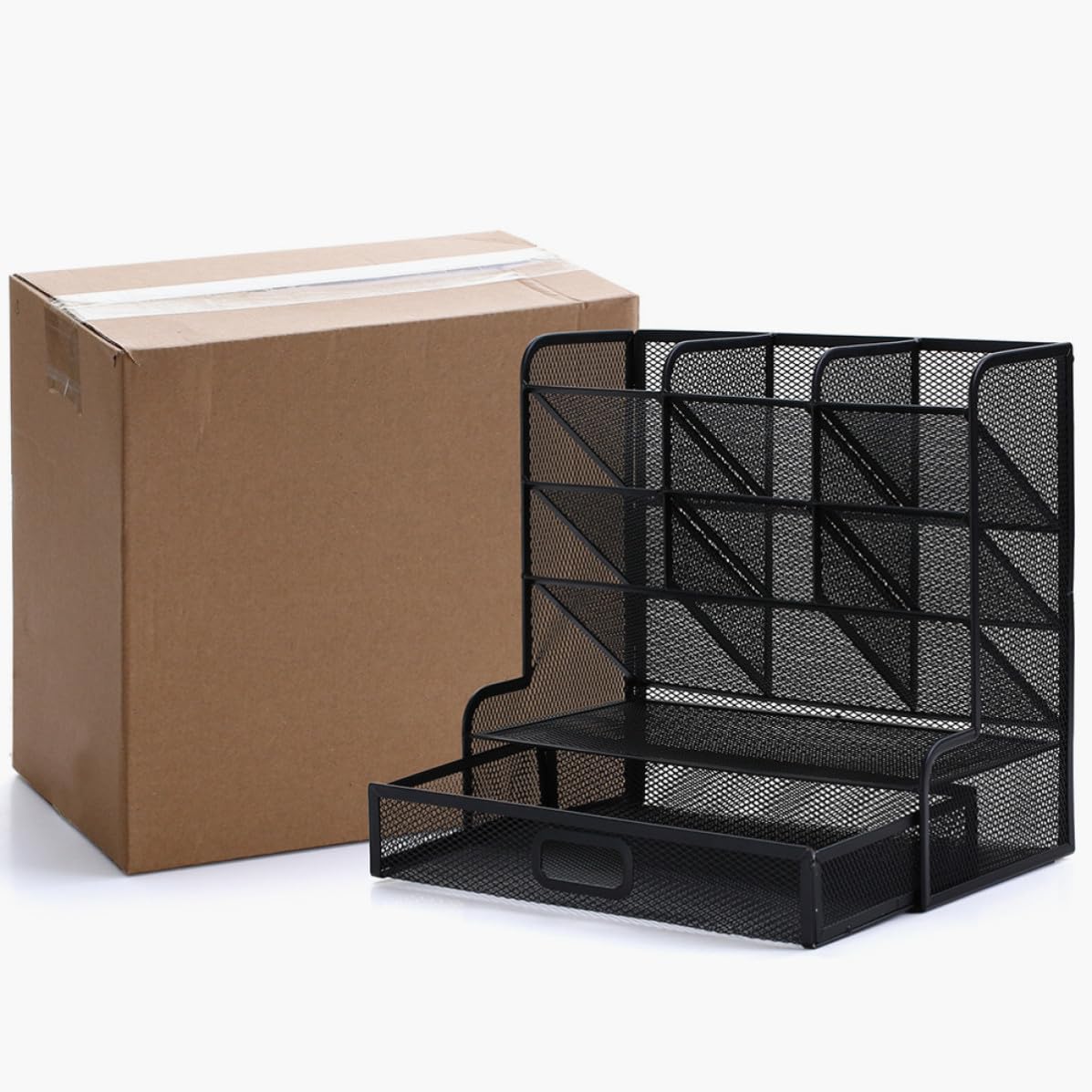 Artibetter Mehrschichtiger Stiftehalter aus Metall für Schreibtisch Praktischer Organizer für Bürolagerung und Kosmetik Schwarz Leicht zu Reinigen für Wohnzimmer