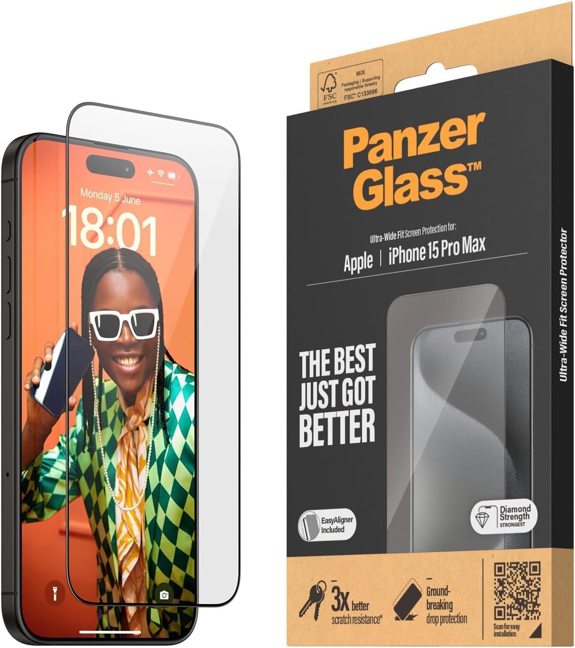PanzerGlass Screen Protector iPhone 15 Pro Max Clear