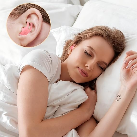 4 Pairs Loop Ear Plugs for Sleeping Swimming Concerts, Reusable Silicone Noise Reduction Earplugs, 40dB NRR Noise Cancelling Hearing Protection Earplugs for Travel Work