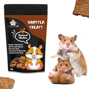 WiggleBoo Gourmet Chicken Treat for Hamster | Travel Pack | Protein Rich | for All Hamster Breed | 100% Natural Crunchy Food Snack | 30g