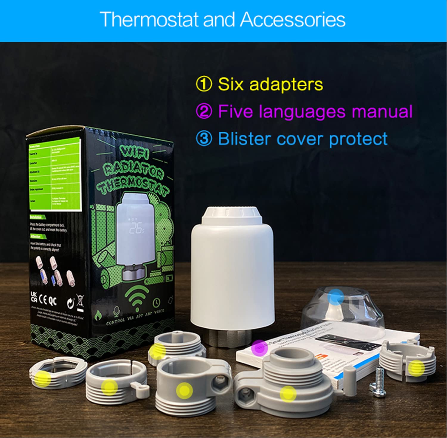 Termostato Intelligente WiFi per Riscaldamento - Controllo via App Tuya/Smart Life, Senza Hub, Programmazione a Risparmio Energetico, Compatibile con Alexa/Google