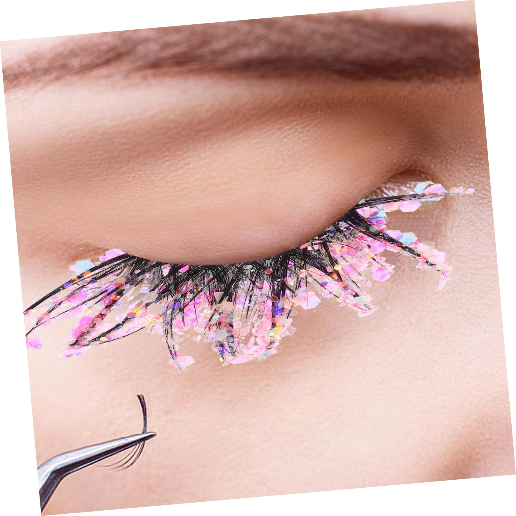 POPETPOP 10paia Luminous Glitter Faux Eyelashes Night Glow Eye Extensions for Women for Parties and Special Occasions