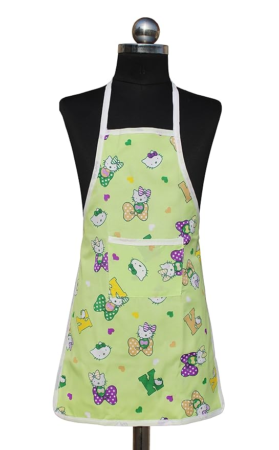 GLUN® Printed Kid Apron with 1 Front Pocket Pocket Type B1 Green Color Pack of 1 at Rs. 49