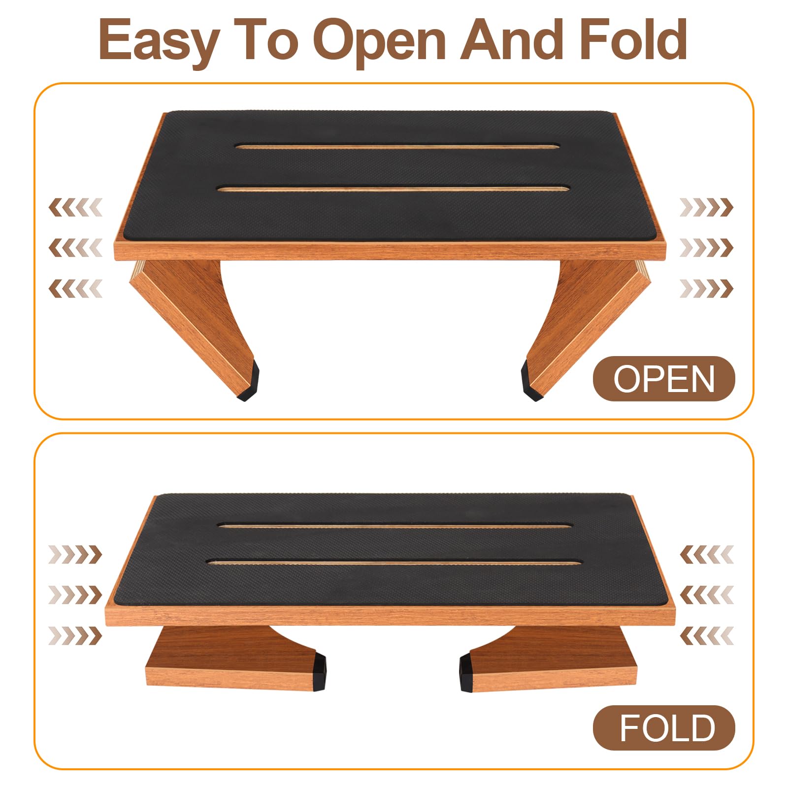 Taburete Plegable de Madera para Adultos y Personas Mayores con Almohadilla de Goma Antideslizante, Ayuda portátil para levantarse de Madera para baño, Cocina, mesita de Noche y más (6.9 IN)