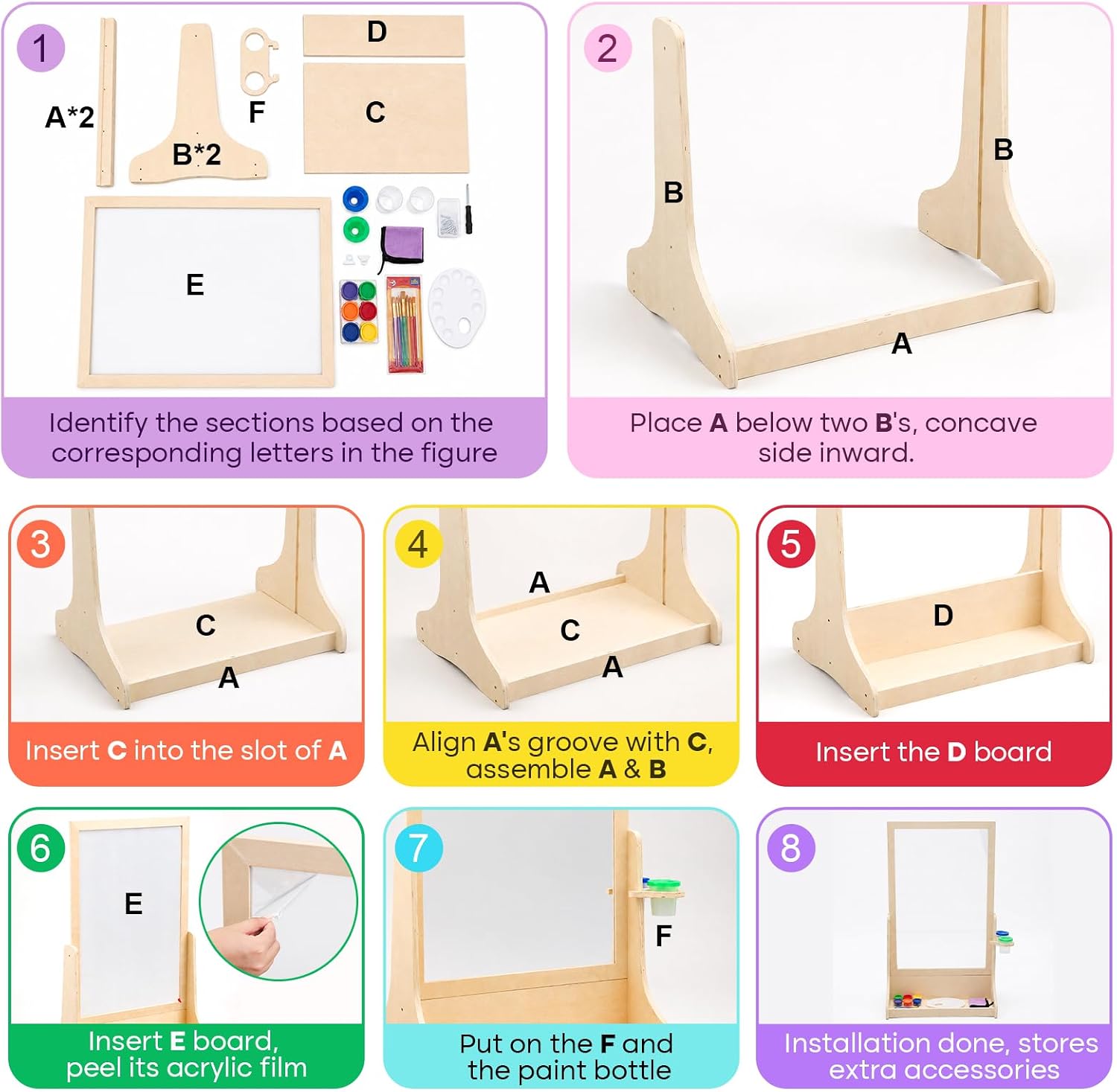 Affrolling Kids Art Easel, Double-Sided Clear Acrylic Board with Storage