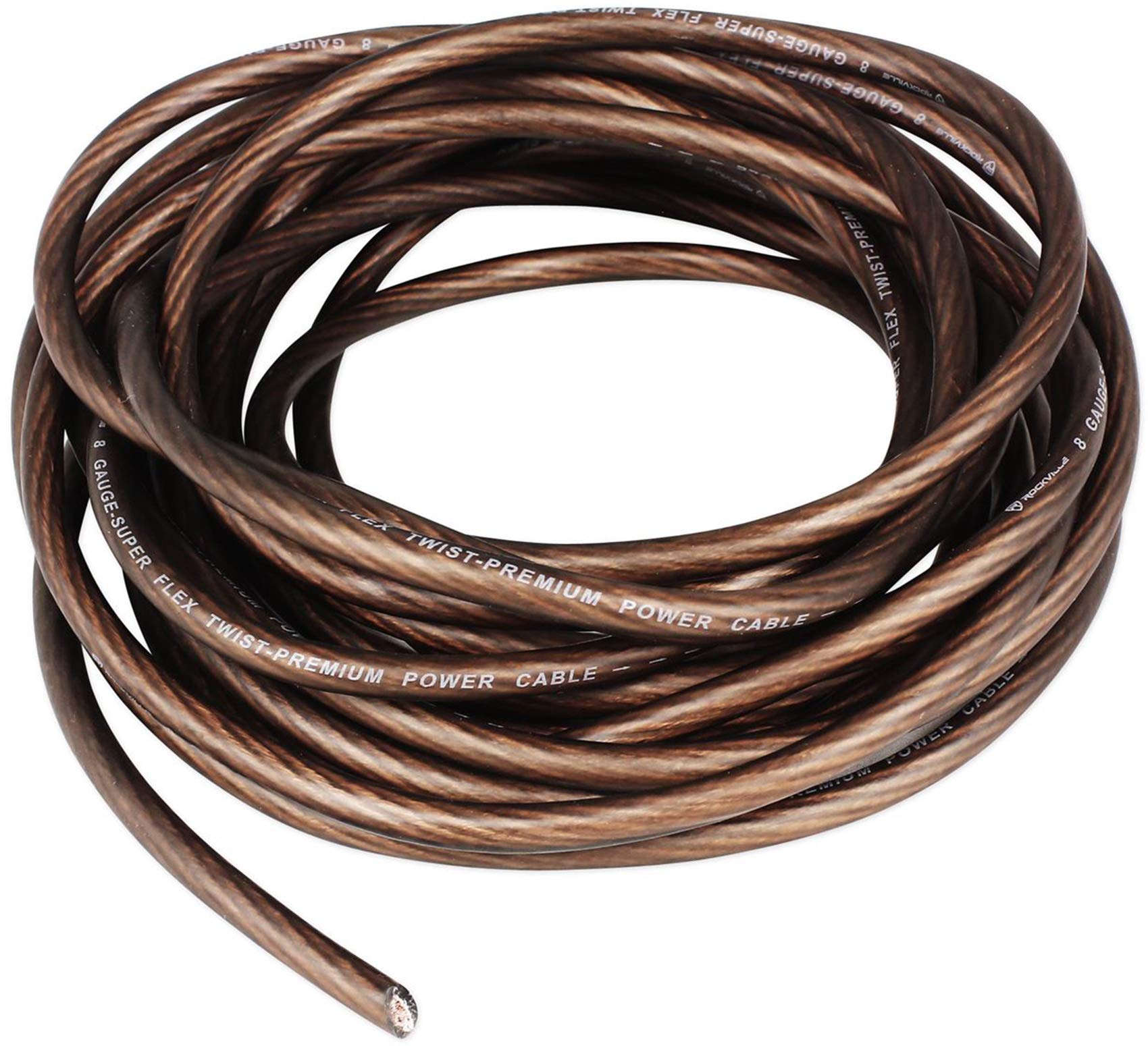 Rockville R8G250-Black 8 Gauge 250 Ft Power Wire Spool, Oxygen-Free Copper, Flexible PVC Jacket, High-Performance Audio, for Car Audio and Home Theater Enthusiasts