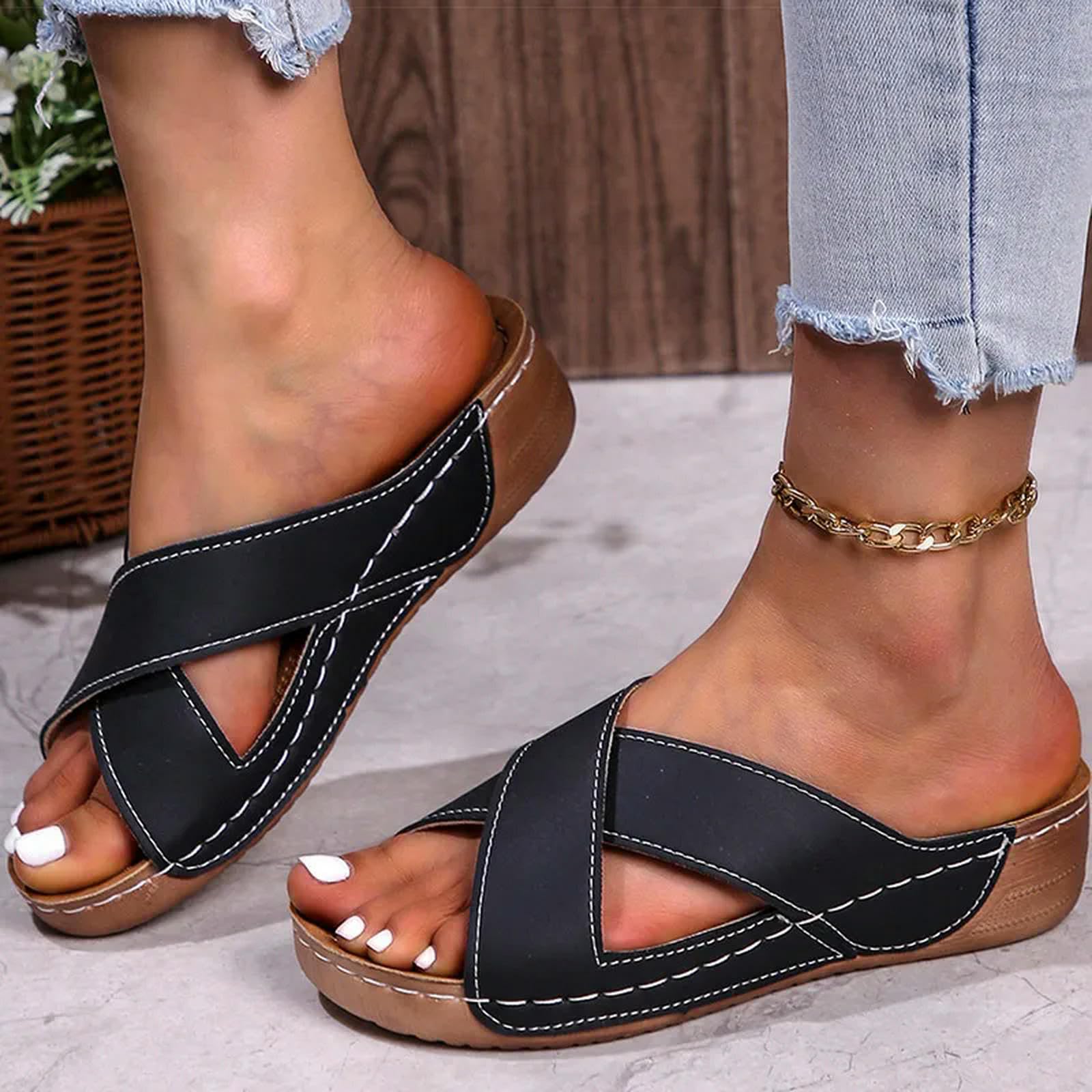 Sandali Donne Sandali Sbirciati Sandali Estivi con Tacchi A Cuneo Scarpe Estive Donne Pantofole Eleganti Tacco-Bianco-40