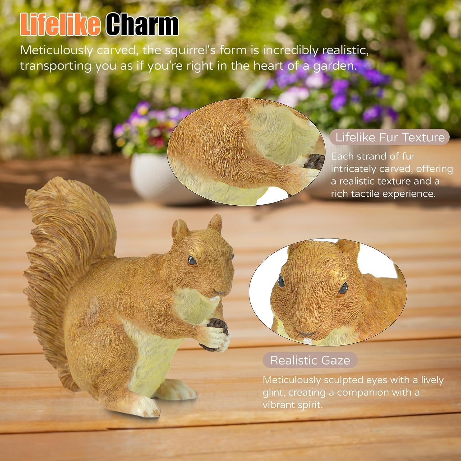 Garden Decoration Squirrel Statue - Adorable Wildlife Sculpture with Pinecone for Outdoor Patio, Lawn, or Garden Décor - Ideal for Nature Lovers - Image 4