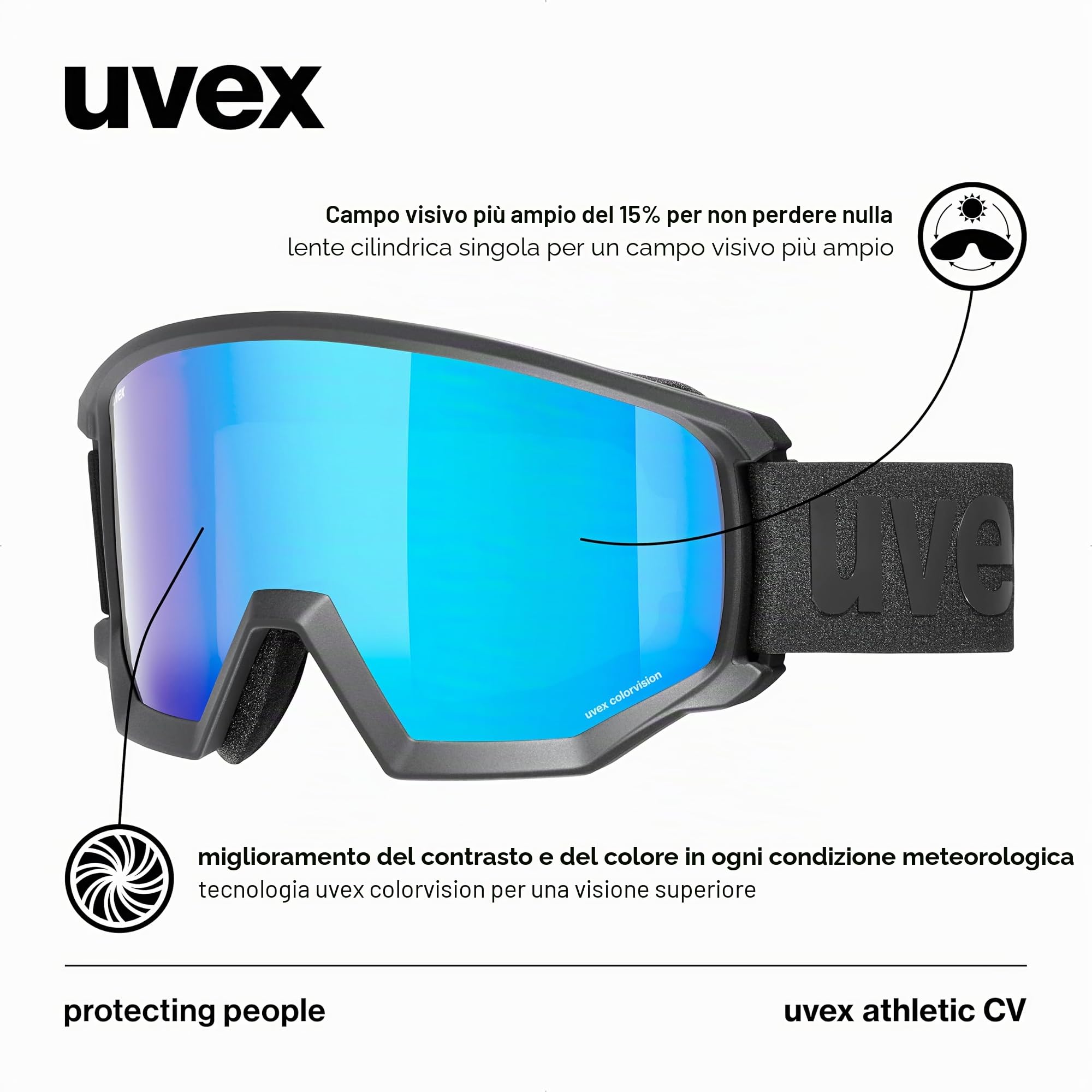 Uvex Uvex Athletic Cv maschera da sci Unisex - Adulto (Pacco da 1)