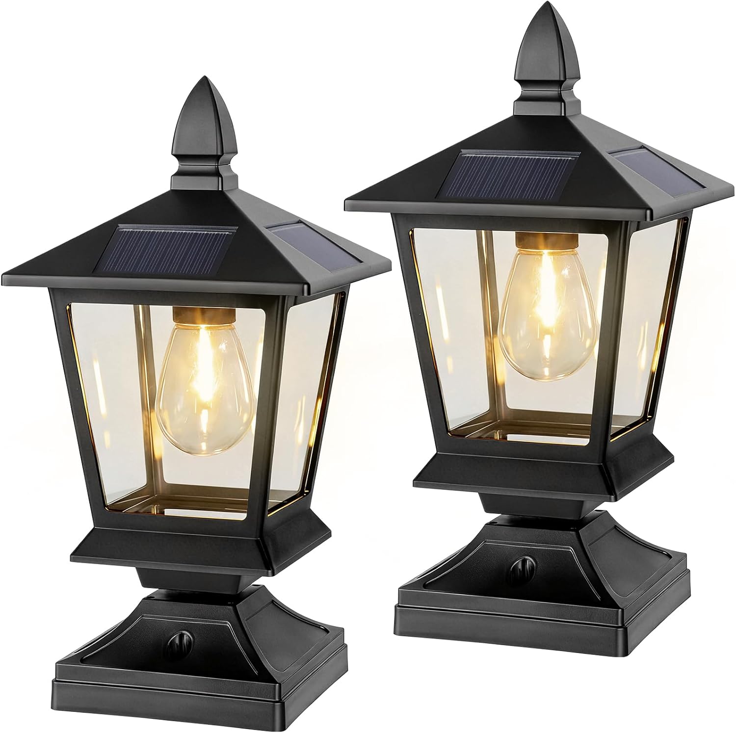 Solar Post Lights Outdoor, 120LM 4x4 Solar Post Cap Lights, IP65 Waterproof Solar Cap Lights Deck Fence Cap for 4x4 5x5 6x6 Posts Patio Garden Yards Decoration, Warm White(2 Pack)