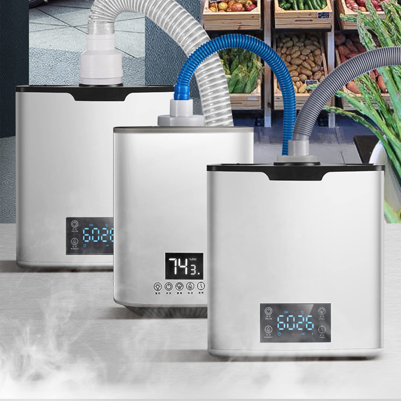 Umidificatore, Umidificatore industriale, Serbatoio dell'acqua con riempimento dall'alto da 6,5 litri, Nebbia a 3 modalità, Spegnimento automatico, Umidificatore d'aria ultra silenzioso per auto