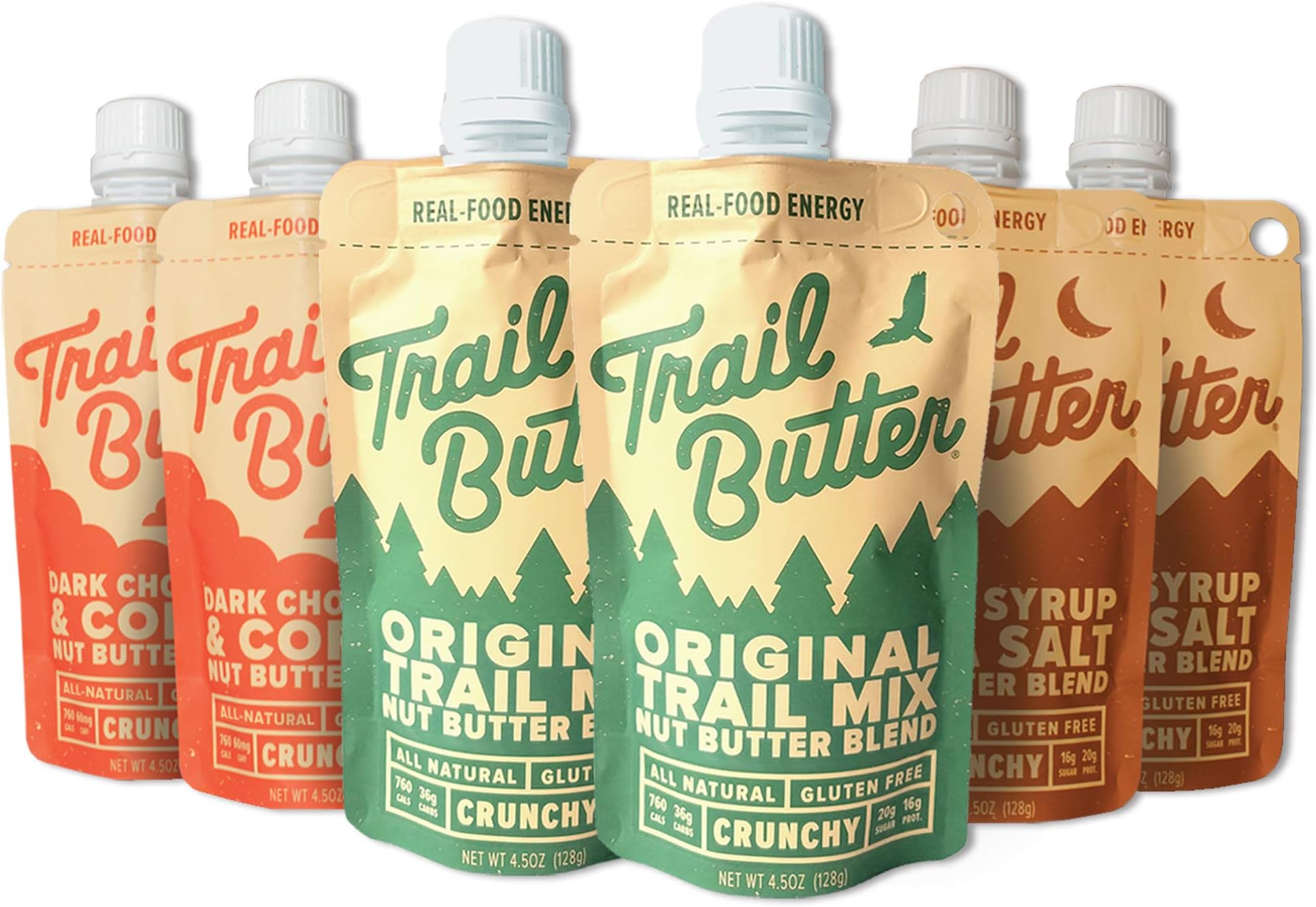 Trail Butter, Big Squeeze 6-Pack Almond Butter Blend (4.5oz/each), Big Squeeze Variety 6-Pack
