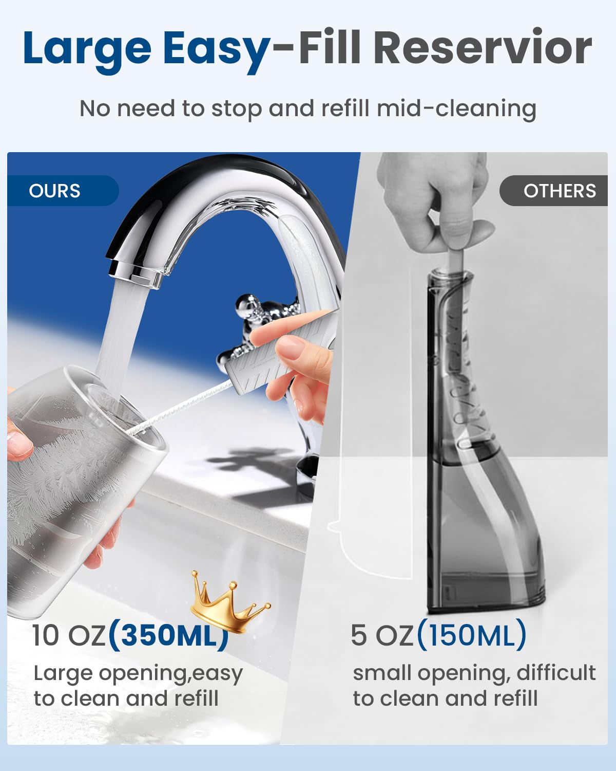 Irrigador bucal inalámbrico para dientes, boquilla en forma de U que limpia profundamente el interior y el exterior, 4 modos, tanque grande de 350 ml, impermeable IPX7, irrigador oral portátil