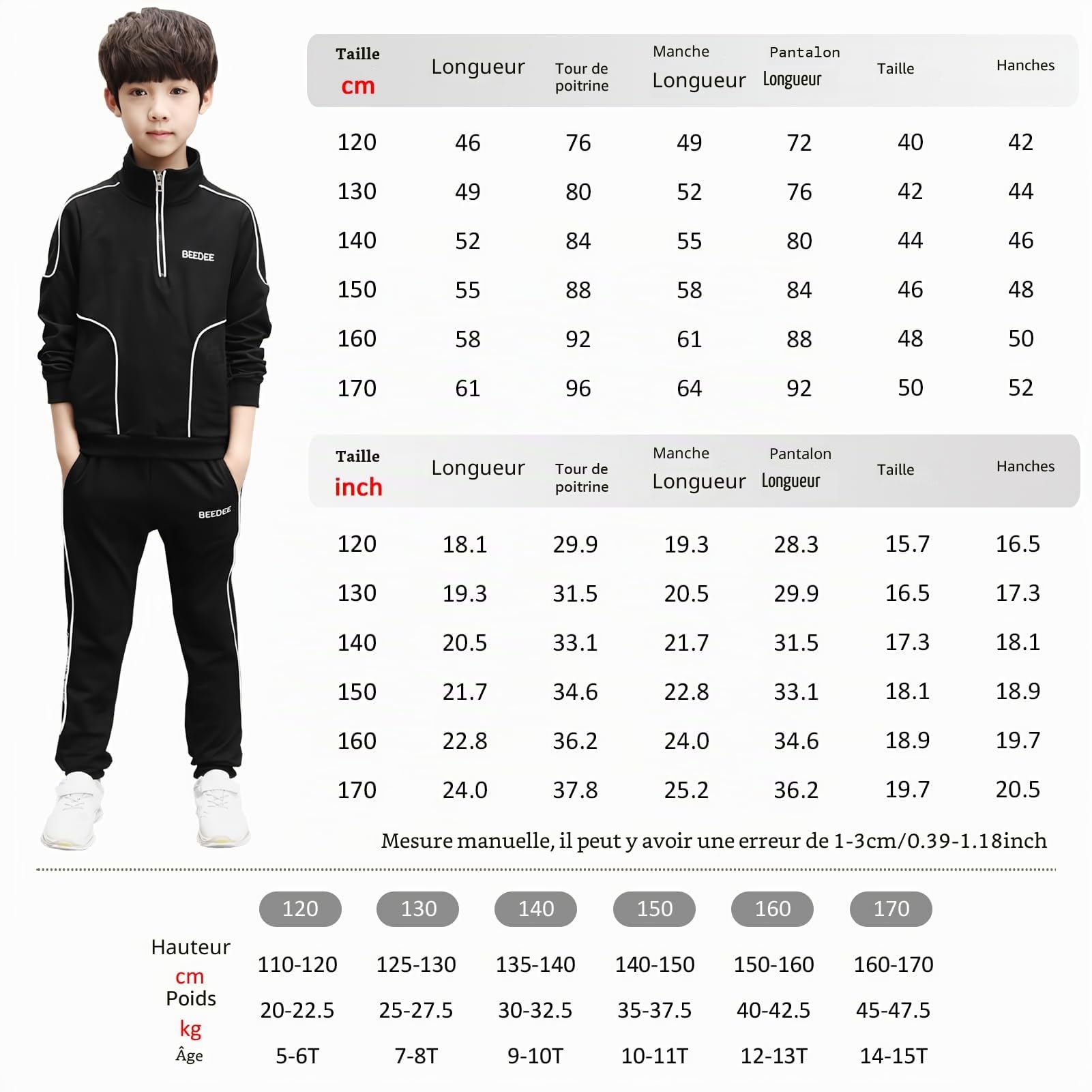 Survêtement Enfant Garçon Costume Jogging Ensemble de Sport 2pcs Sweatshirt + Pantalons Sportswear Décontracté