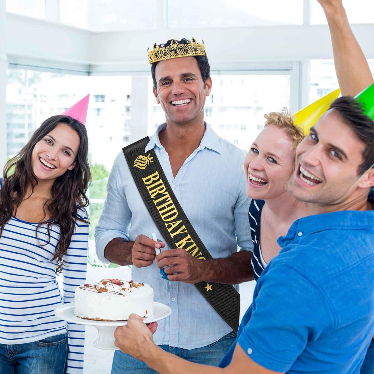 Asija Birthday Gifts for Men, Birthday Decorations for Men, Party Decor Supplies including King Crown & Sash & Greeting Card
