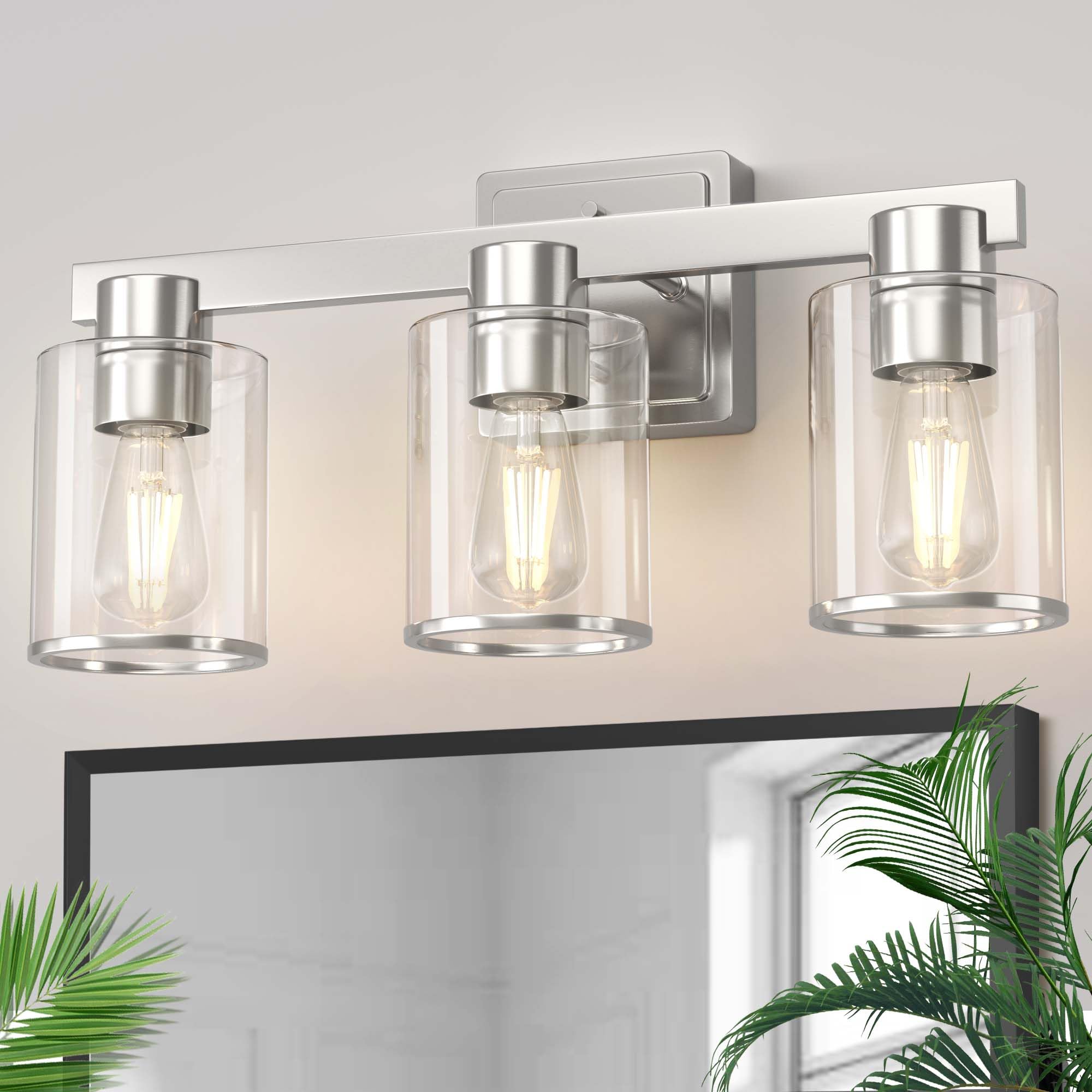 L LOHAS LED 3-Light Bathroom Vanity Lights Over Mirror, Nickel