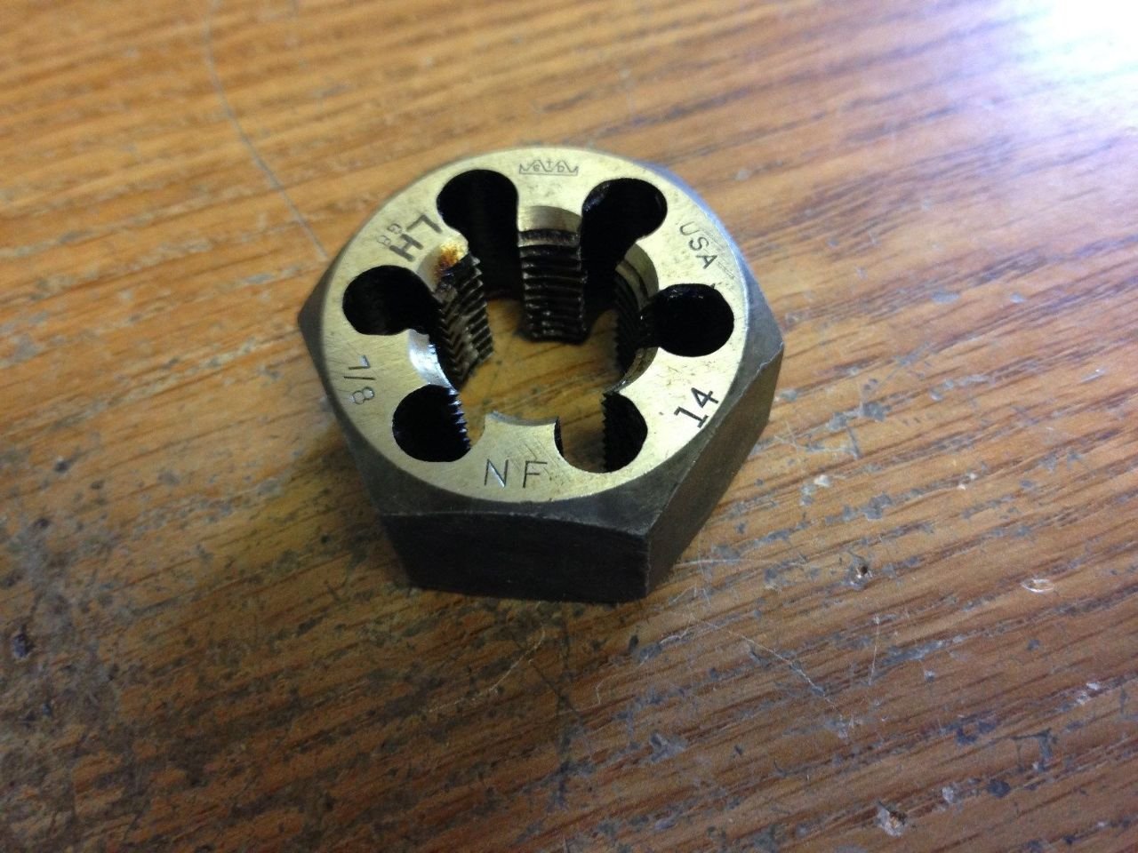 7/8-14 LEFT HAND CARBON STEEL HEXAGONAL RE-THREADING DIE