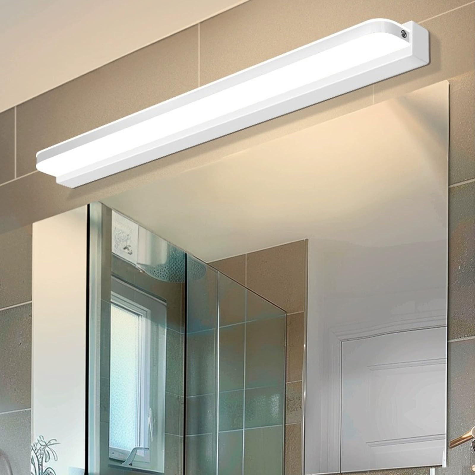 LED Spiegelleuchte Bad Wandleuchte Edelstahl Wasserdicht Wandleuchten Drei Farbtemperaturen Dimmbar Modern Wandbeleuchtung für Wohnzimmer Schminktisch Badezimmer (Schwarz,62cm)